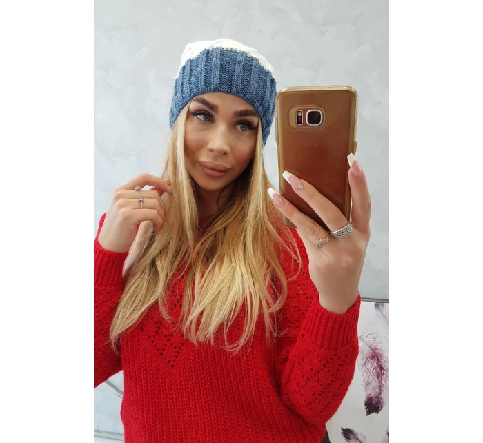 Milano fleecová čiapka K203 ecru+jeans