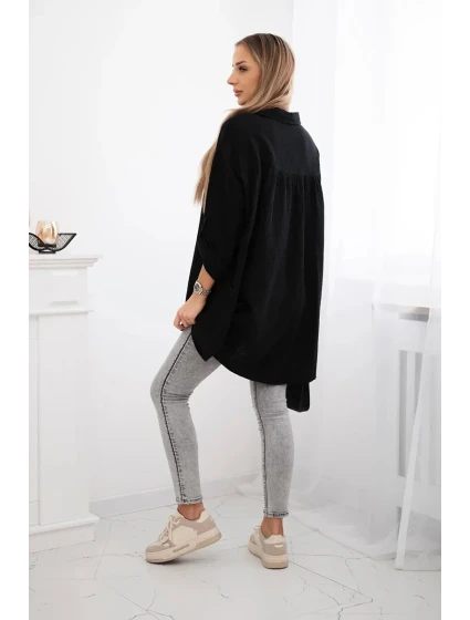 Bavlnená mušelínová košeľa čierna