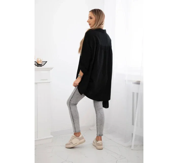 Bavlnená mušelínová košeľa čierna