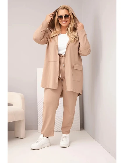 Dámský bavlněný komplet Plus Size s mikinou a kalhotami fango
