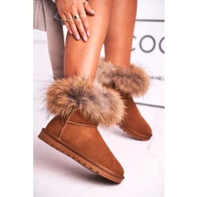 Dámské Kožené Sněhule S Kožešinou Camel model 21540431 - Boto