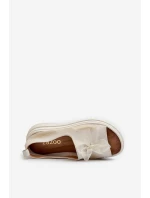 Zazoo 2939 Skórzane Sandały Damskie Z Kokardką Złoty Przecierany