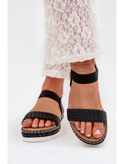 Dámské Sandály S Pletením Na Ozdobené Platformě Černé model 21703728 - Boto Dámské Sandály S Pletením Na Ozdobené Platformě Černé model 21703728 - Boto