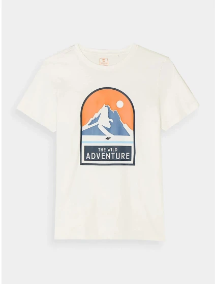 Chlapčenské tričko z organickej bavlny 4F - biele Chlapčenské tričko z organickej bavlny 4F - biele