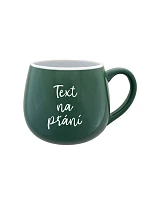 TEXT NA ŽIADOSŤ - zelený keramický hrnček 300 ml