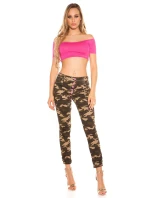 Dámske trendy Army skinnies 0000K600-273A khaki vzor - Koucla
