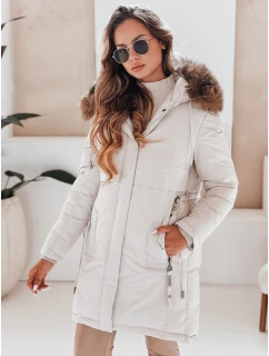 Dámská zimní bunda parka s kapucí světle béžová Dstreet model 21991276 - FashionStreet