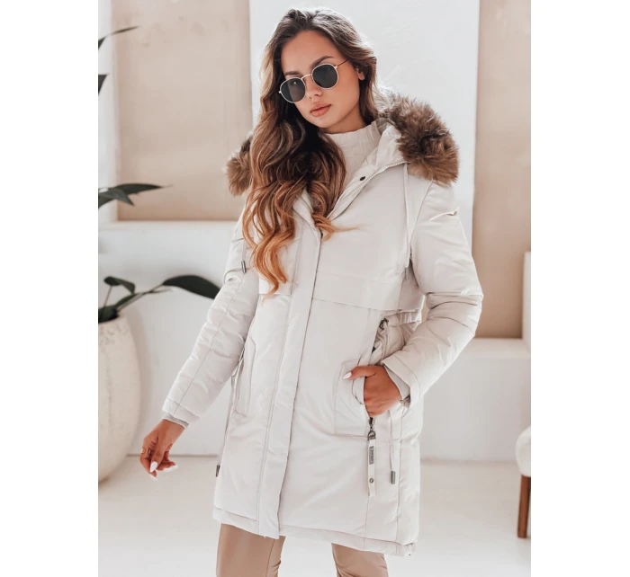 Dámská zimní bunda parka s kapucí světle béžová Dstreet model 21991276 - FashionStreet