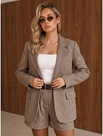 Dámská bunda s kostkovaným vzorem, béžová, FashionStreet PY0154 Dámská bunda s kostkovaným vzorem, béžová, FashionStreet PY0154