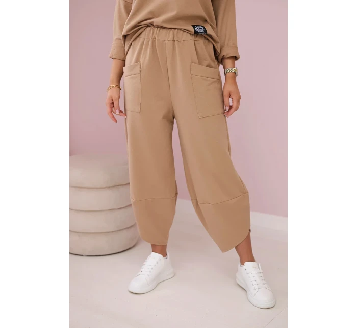 Bavlněná mikina kalhoty set Velbloud Bavlněná mikina kalhoty set Velbloud