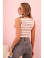 Top dámský bavlněný s výstřihem a zlatým model 21227156 tmavě růžová - K-Fashion