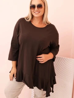 Dámská blůza Plus Size s model 21259122 kapsou a ohrnutým rukávem kiwi - K-Fashion