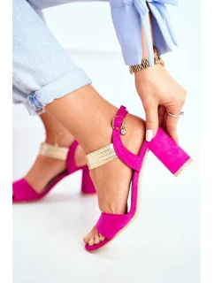 Dámské Sandály Na Podpatku Semišové Fuchsie model 21525971 - S.Barski