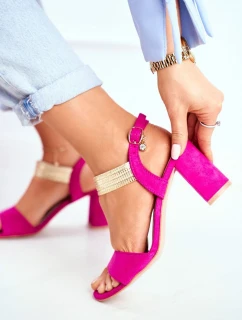 Sandały Damskie Na Słupku Zamszowe Fuksja Enjoy