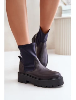 Zazoo 2947 Wsuwane Botki Damskie Ze Skóry Naturalnej Czarne