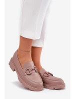 Mokasyny Damskie Eko Skórzane Z Ozdobnym Detalem Khaki Seftass