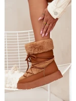 Śniegowce Damskie Z Futerkiem I Wiązaniem Na Platformie Camel Marinna Śniegowce Damskie Z Futerkiem I Wiązaniem Na Platformie Camel Marinna