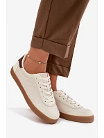 Dámské tenisky z eko kůže Big Star model 22064196 světle béžové - Big Star Shoes Dámské tenisky z eko kůže Big Star model 22064196 světle béžové - Big Star Shoes