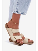 Dámske kožené papuče Inblu AA0005GU Light beige