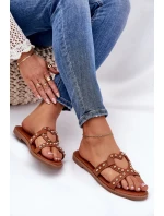 Dámske zdobené ploché papuče - ťava Adivrae
