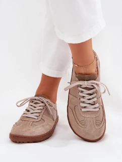 Dámske kožené barefoot tenisky Zazoo - béžové