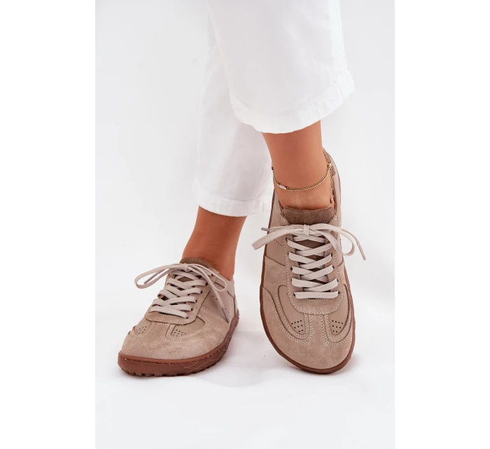 Dámske kožené barefoot tenisky Zazoo - béžové