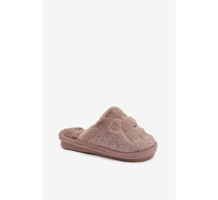 Detské papuče s kožušinou - tmavobéžové Norene Detské papuče s kožušinou - tmavobéžové Norene