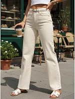 Jeansy damskie z paskiem i  beżowe model 22161489 - FashionStreet