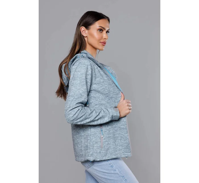 Šedo-svetlo modrá dámska športová bunda typu "softshell" (DW-21605)