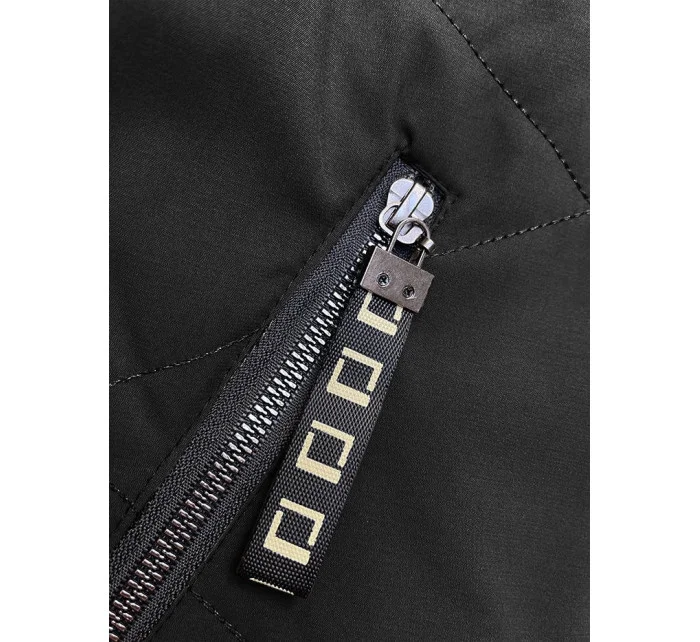 Dámska krátka bunda so stojačikom čierna (5M3161)