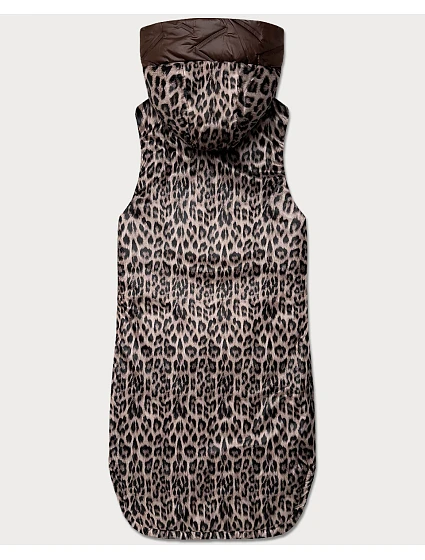 Tenká oboustranná vesta v barvě a s leopardím vzorem model 22403134 - S'WEST Tenká oboustranná vesta v barvě a s leopardím vzorem model 22403134 - S'WEST