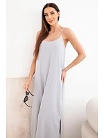 Dlouhé šaty na ramínka šedá