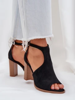 Sandały Na Słupku Z Eko Zamszu Czarne Lanadriena