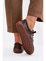 Kožené dámské polobotky Barefoot model 22074657 Čokoládové - Zazoo