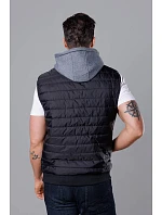 Černá pánská prošívaná vesta s kapucí model 18347850 - J.STYLE Černá pánská prošívaná vesta s kapucí model 18347850 - J.STYLE