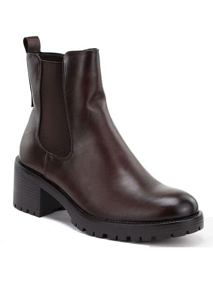 Dámské kotníkové boty na podpatku, zateplené, hnědé, Potocki SZ12742 Dámské kotníkové boty na podpatku, zateplené, hnědé, Potocki SZ12742