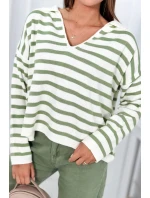 Pruhovaný sveter tmavá mäta