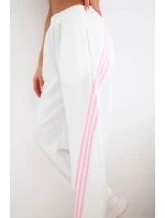 Dámske viskózové nohavice s lampasom butter white