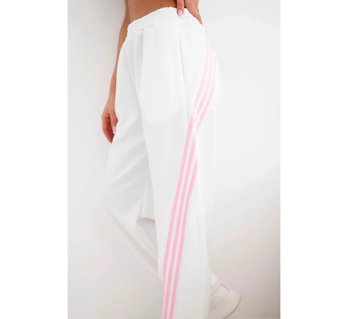 Dámske viskózové nohavice s lampasom butter white