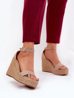 Dámské Sandály Na Klínu S Pletením Khaki model 21687944 - Boto