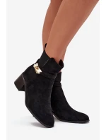 Dámske členkové topánky Sarona so zlatým zdobením - čierne Dámske členkové topánky Sarona so zlatým zdobením - čierne