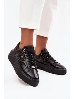 Dámske lakované tenisky na platforme - čierne Lee Cooper Dámske lakované tenisky na platforme - čierne Lee Cooper
