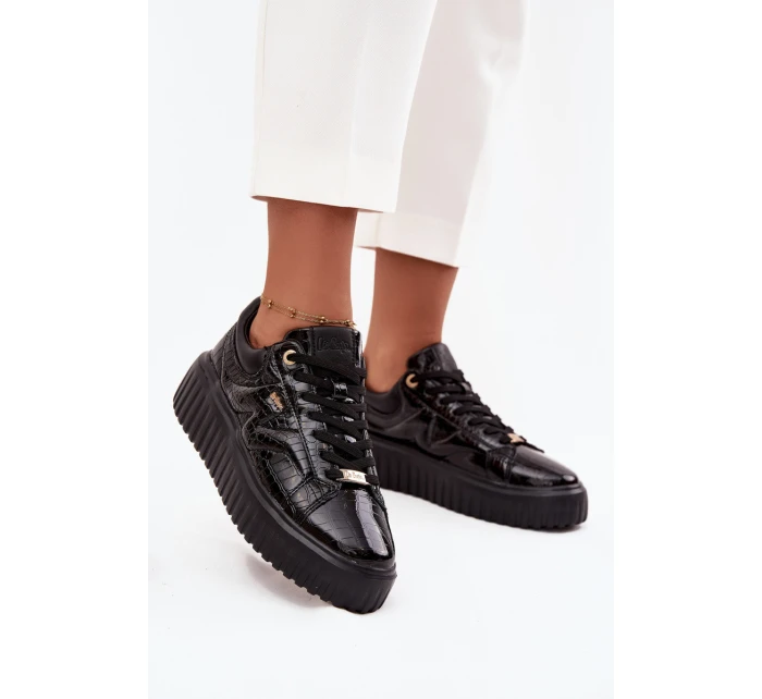 Dámske lakované tenisky na platforme - čierne Lee Cooper Dámske lakované tenisky na platforme - čierne Lee Cooper