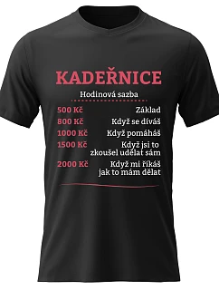 Dámské bavlněné tričko s potiskem - HODINOVÁ SAZBA KADEŘNICE - černé