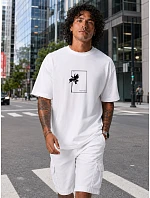 Tshirt męski oversize z nadrukiem bawełniany biały model 22214434 - FashionStreet