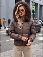 Dámska zimná prešívaná bunda s kožušinou, svetlohnedá, FashionStreet TY5831 Dámska zimná prešívaná bunda s kožušinou, svetlohnedá, FashionStreet TY5831
