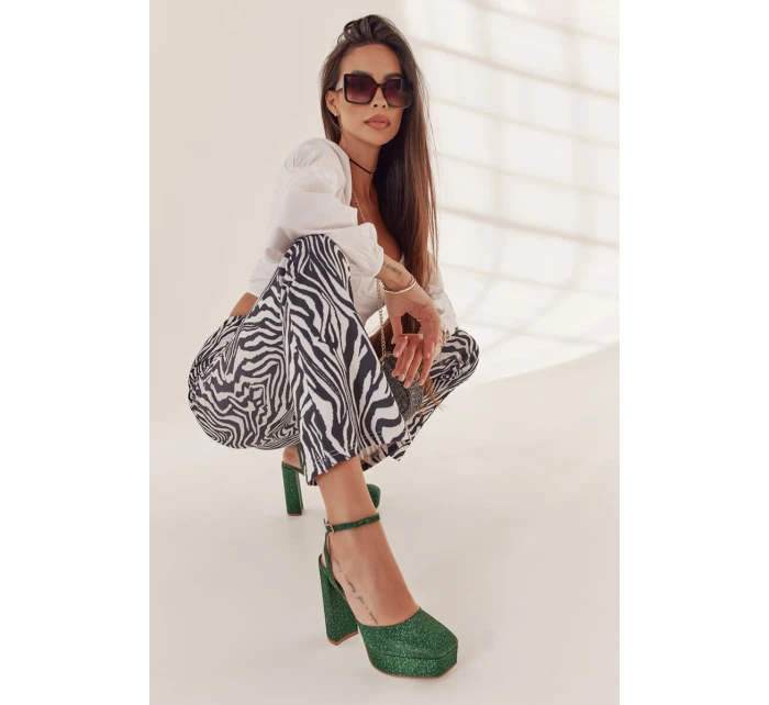 Dámské sandály třpytivé na podpatku model 21597005 - Boto