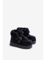 Śniegowce Botki Dziecięce Ocieplane Futerkiem Czarne Adelane Śniegowce Botki Dziecięce Ocieplane Futerkiem Czarne Adelane