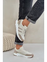 Dámské kožené tenisky na platformě béžové model 21685462 - EVENTO