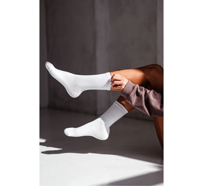 Dámské ponožky s proužkem bílé